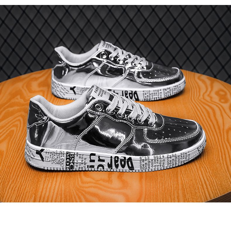 Scarpe da viaggio sportive e per il tempo libero in pelle verniciata di lusso, di grandi dimensioni, lucide, primavera e autunno_voghion.com