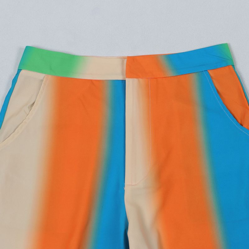 Women's Clothing Printed Swing Collar Wide Leg Pants Suit_voghion.com