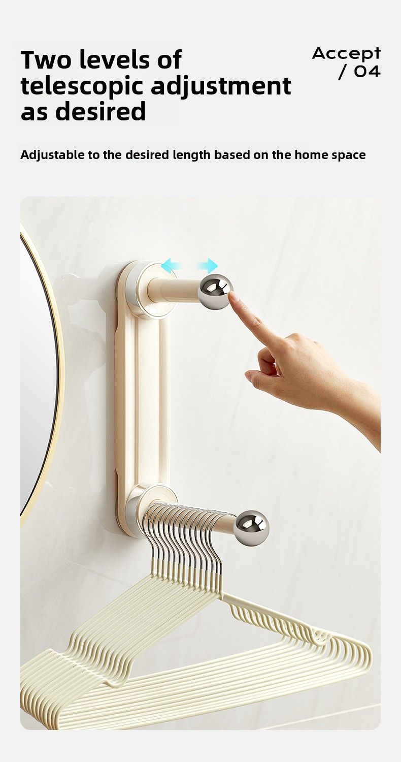 Suction Cup Artifact Balcony Telescopic Household No-Drill Wall-Mounted Organizer Hanger Storage Rack_voghion.com