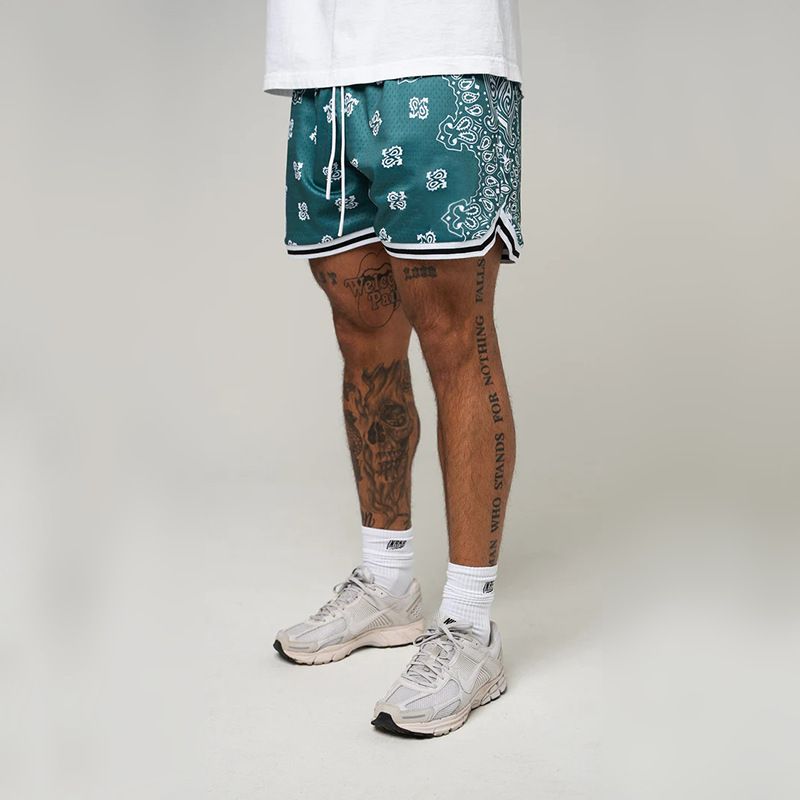 American Style Summer Digital Print Paisley Basketball Sports Men's Running Training Beach Shorts_voghion.com