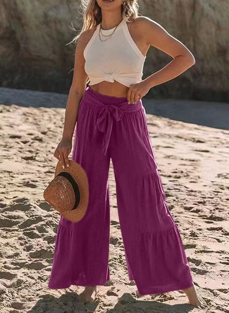Pantaloni casual da donna in cotone stile casual realizzati con vecchi pantaloni a vita media da indossare_voghion.com