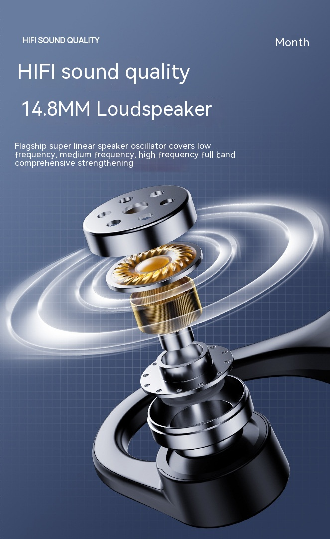 Air conduction Bluetooth earphone card insertion, digital display, waterproof, non in ear wireless earphones_voghion.com