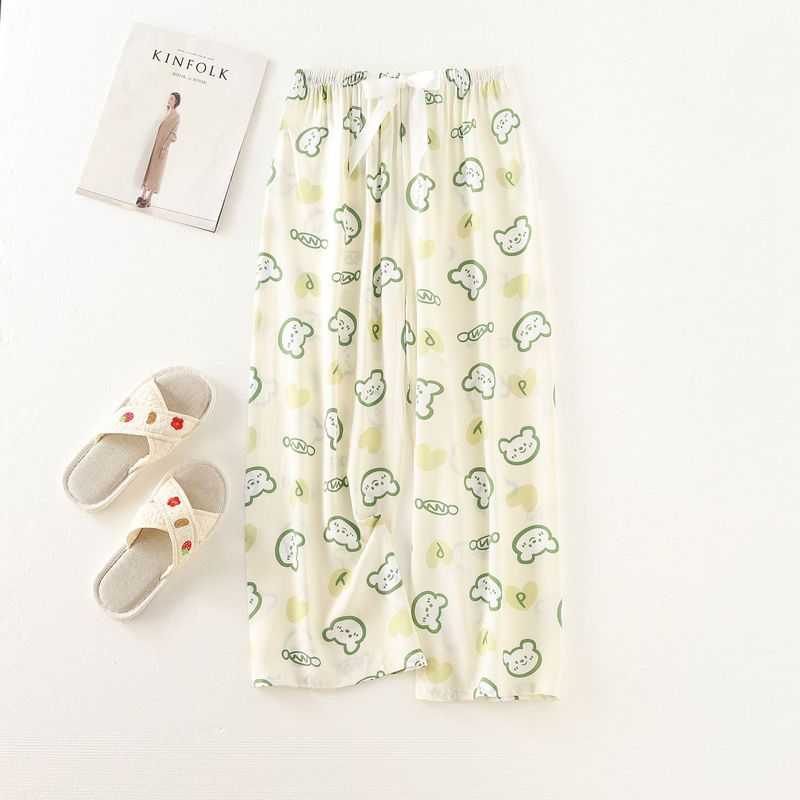Women's Sleepwears Cotton silk pajama pants beach pants can be worn over a large size home dress nine point pants_voghion.com