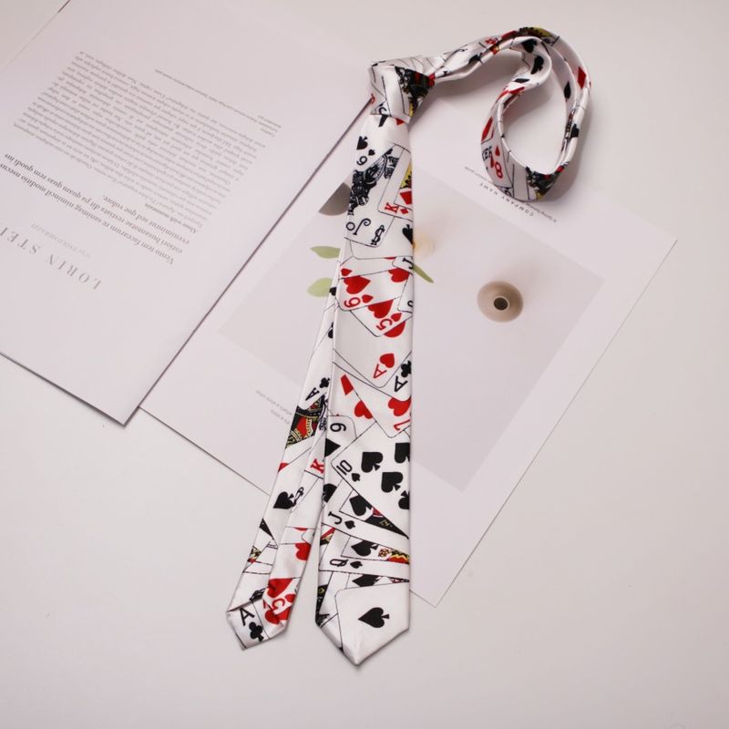 Camicia da uomo con cravatta creativa in stile college coreano, stile casual, slim fit, da 5 cm, con stampa leopardata, stile zebrato_voghion.com