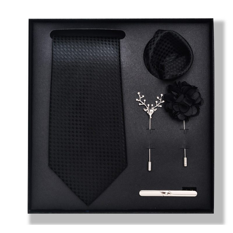 Set da uomo alla moda in tinta unita a righe con anacardi, confezione regalo da 6 pezzi, set con corsetto con fermacravatta e sciarpa quadrata_voghion.com