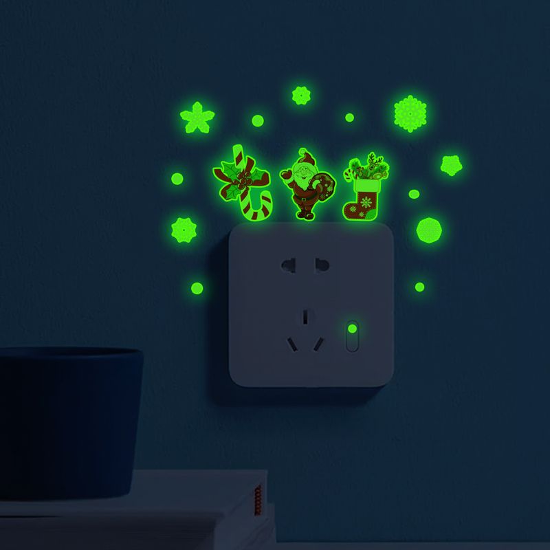 Night light switch AFG3678 Christmas tree socks glowing green bedroom living room wall sticker_voghion.com
