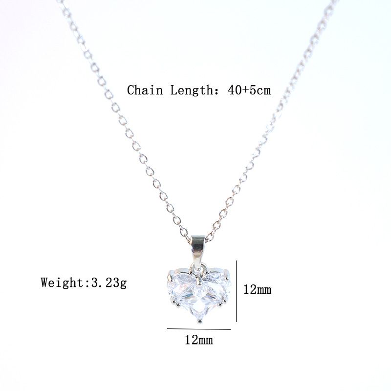 Minimalist New Super Shiny Zircon Heart Necklace For Women, Unique Design Titanium Steel Collarbone Chain, Exquisite_voghion.com