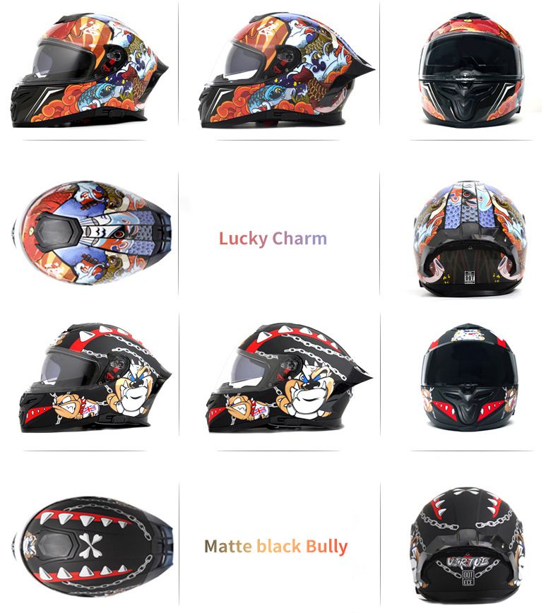 Casque de moto électrique hommes et femmes grande queue double miroir casque intégral DOT_voghion.com