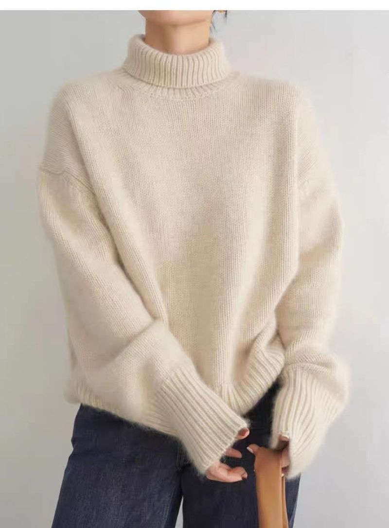Maglione oversize da donna con collo alto - Pullover caldo e spesso, a maniche lunghe, per autunno e inverno (disponibile in 8 colori)_voghion.com