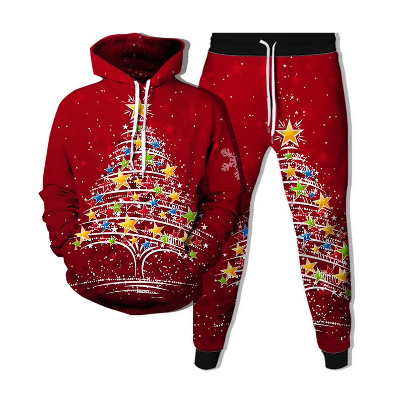 2024 neue 3D gedruckt Pullover Hoodie Set lose große Mantel Männer_voghion.com
