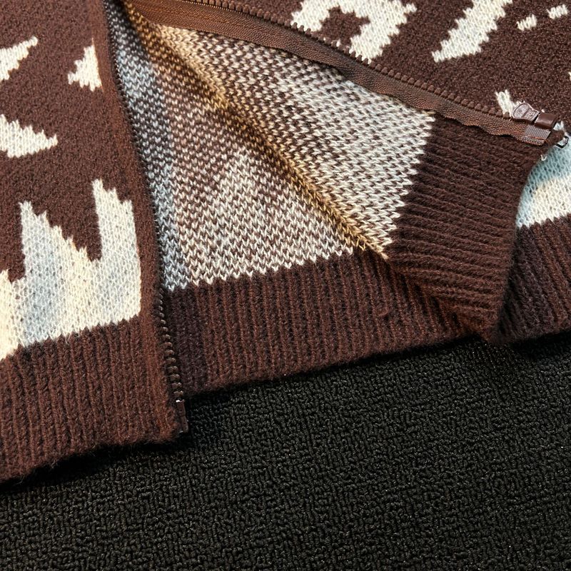 High End Jacquard Zipper Sweater For Men And Women Simple Winter Trend Knitted Sweater With Cardigan Jacket_voghion.com