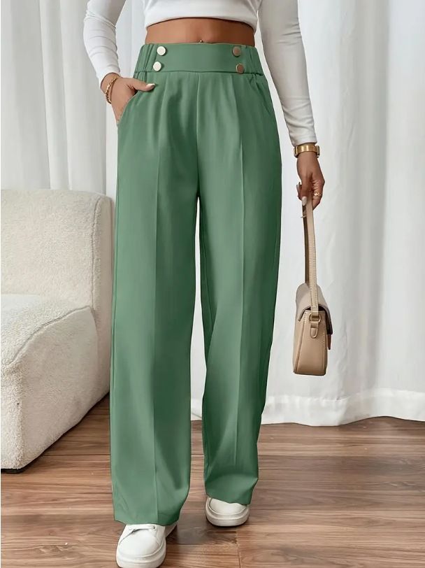 Dameskleding Drape Mopping Casual Broek Hoge Taille Broek Losse Temperament Recht Niche Ontwerp Effen Kleur Broek_voghion.com