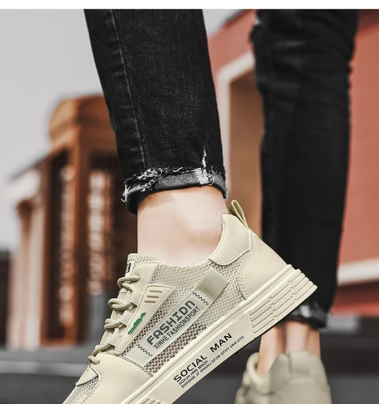 Sommer Neue Atmungsaktive Hohl Mesh Herren Student Trendy Vielseitige Weiße Stoff Schuhe Casual Sneakers Männer_voghion.com