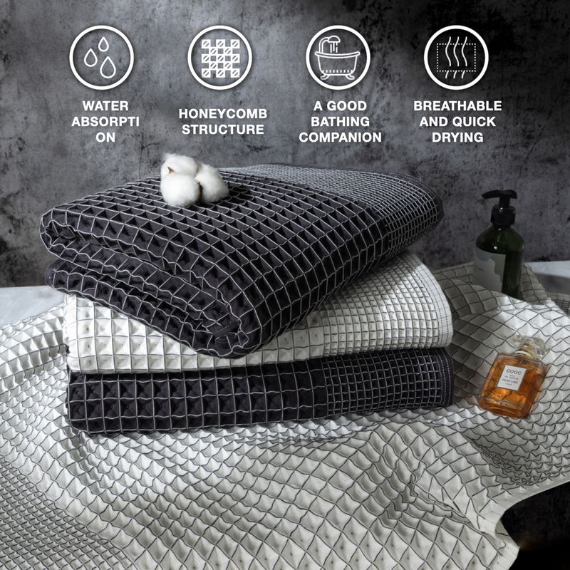 2 Piece Set Pure Cotton Waffle Large Bath Towel 80*152 Cm Large Adult Bath Towel_voghion.com