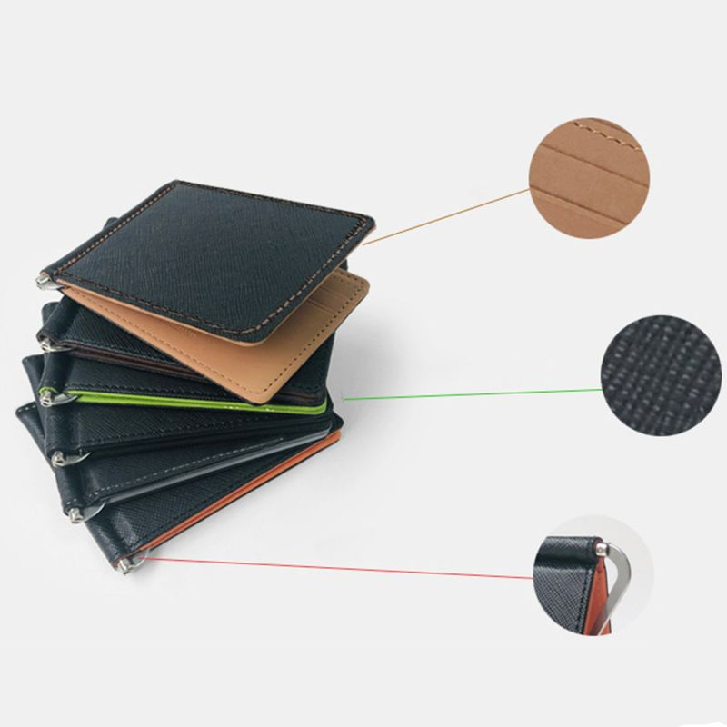 Mode Kurze Haut Brieftaschen Geldbörsen PU Leder Geld Clips Sollid Dünne Brieftasche Männer Geldbörse ID Kreditkarte_voghion.com