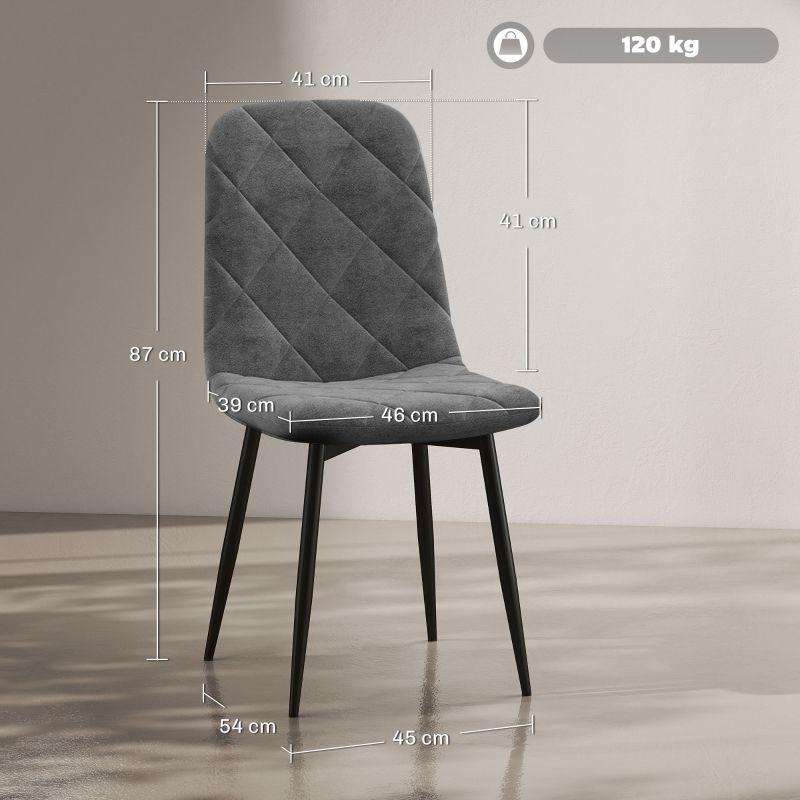 4er Set Küchenstühle Mit Samtoptik, Metallbeine, Grau_voghion.com