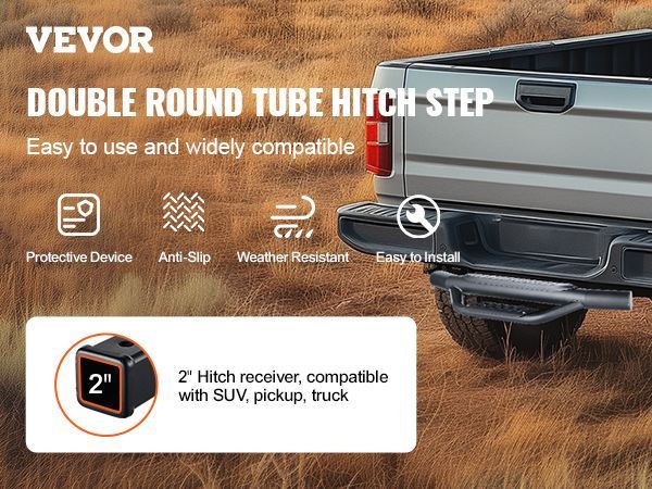 VEVOR Hitch Step For 2" Receiver Universal Trailer Tow Rear Bumper Guard Steel_voghion.com