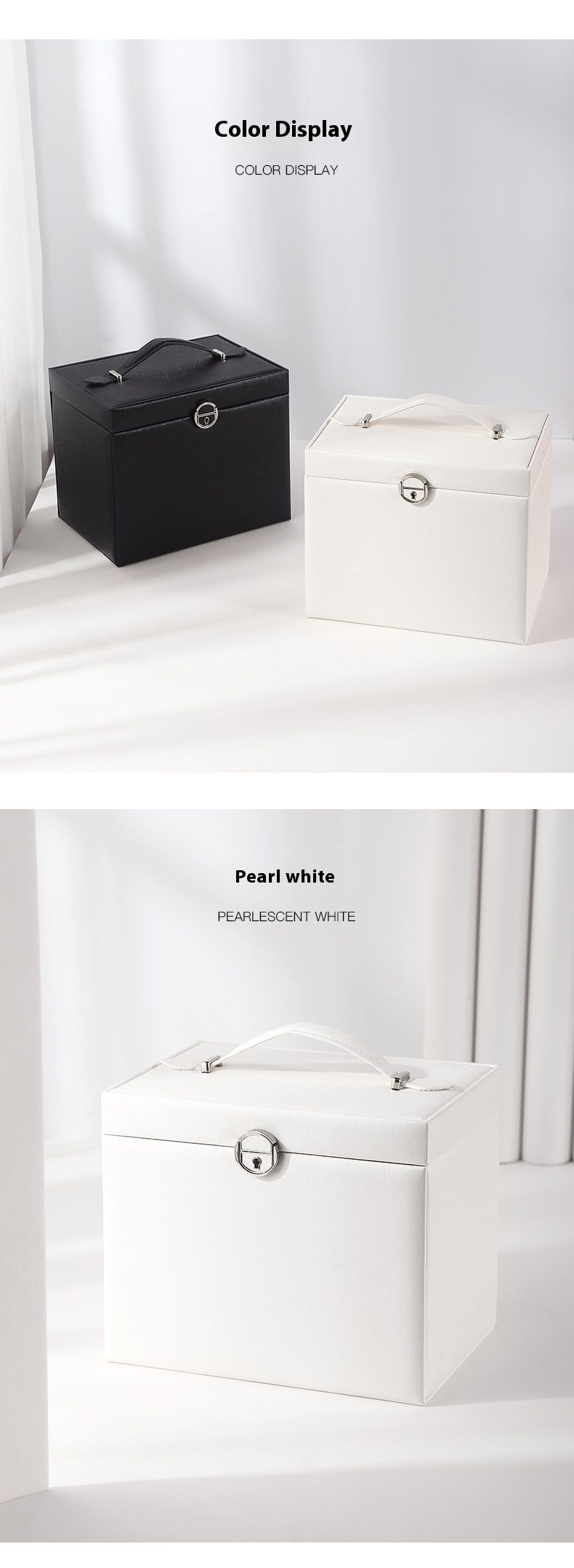 Large capacity five layer leather makeup box, multi-layer jewelry storage box_voghion.com