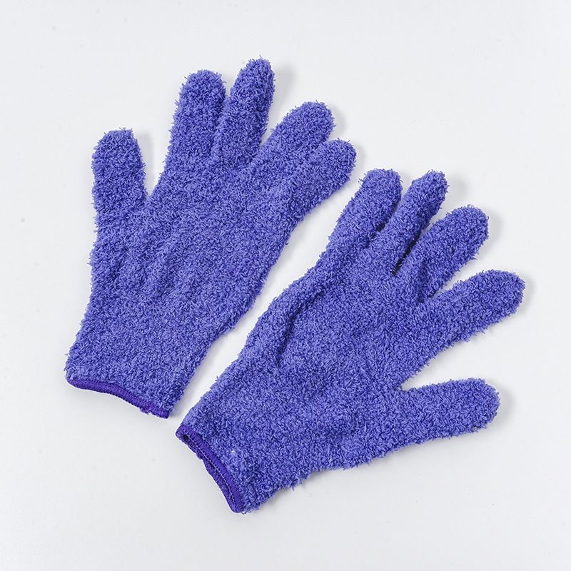Microfiber Dust Removal Coral Fleece Car Wash Cleaning Solid Color Five-Finger Household Absorbent Hair Drying Gloves_voghion.com