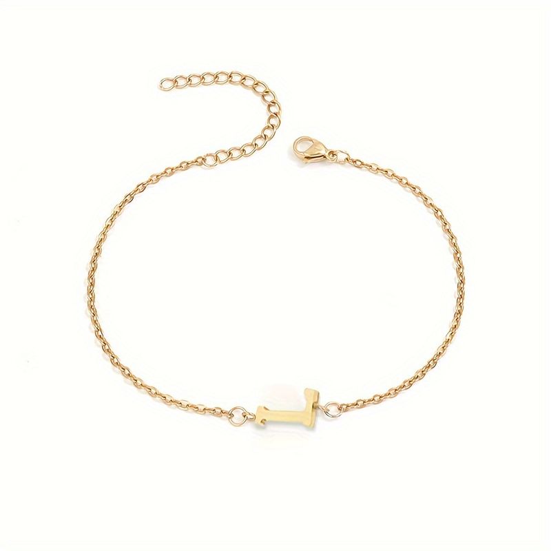 1pc Letter Shape Beads Thin Chain Bracelet, Simple Minimalist Hand Chain Unisex Jewelry Decoration_voghion.com