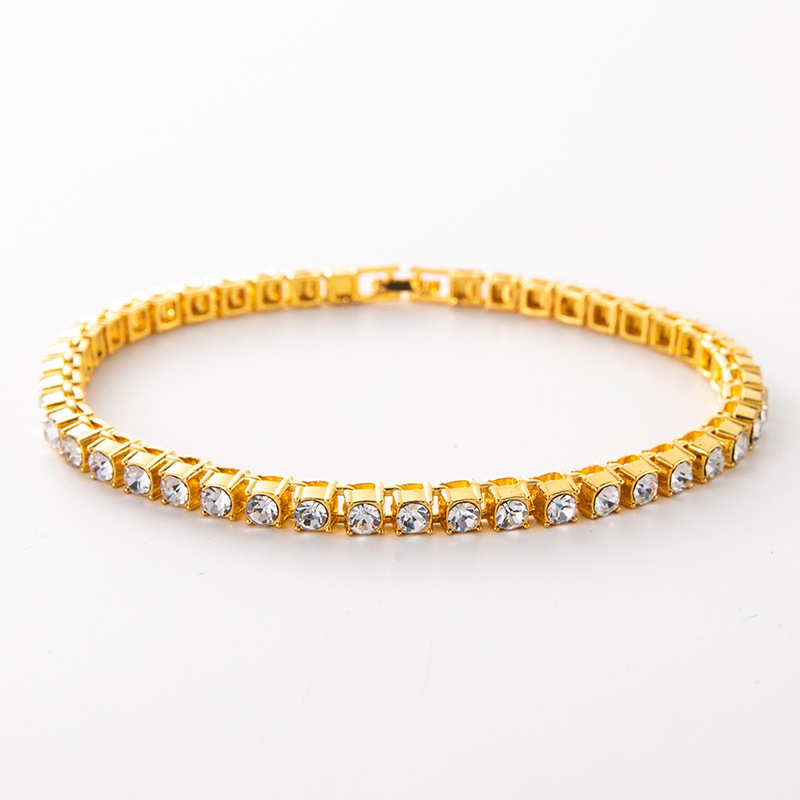 Modische Tenniskette im minimalistischen Stil mit 5 mm Strasssteinen, Fußketten aus Gold und Silber für Herren und Damen_voghion.com