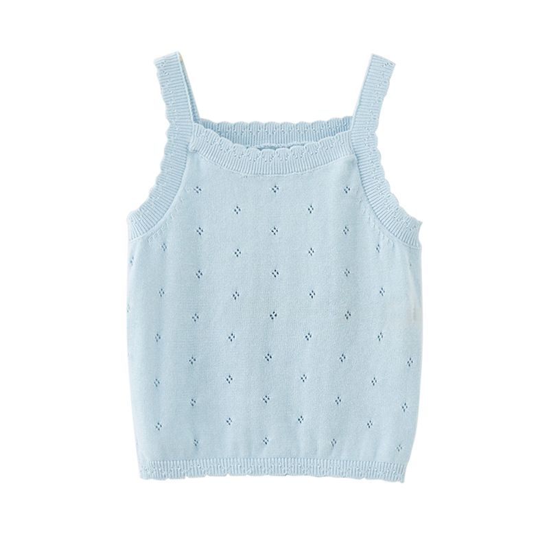 Canotta in pizzo e cotone per bambine – Capo estivo traspirante (80-120 cm, 4 colori + opzioni fiocco)_voghion.com
