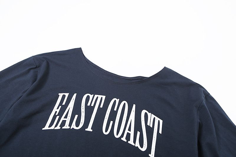 Maglia oversize da donna a maniche lunghe con scollo obliquo e stampa a lettere – Moda casual autunnale in misto cotone_voghion.com