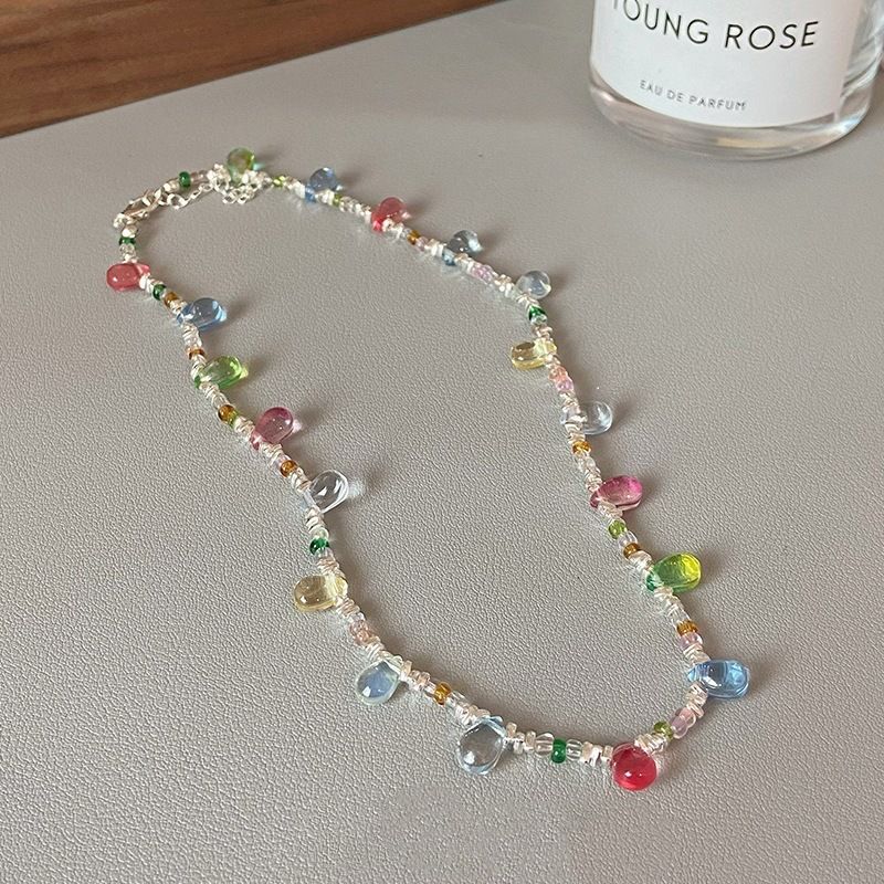 Collier de niche en perles colorées Dopamine, design élégant, personnalité, mode, exquis, simple et de grande valeur_voghion.com