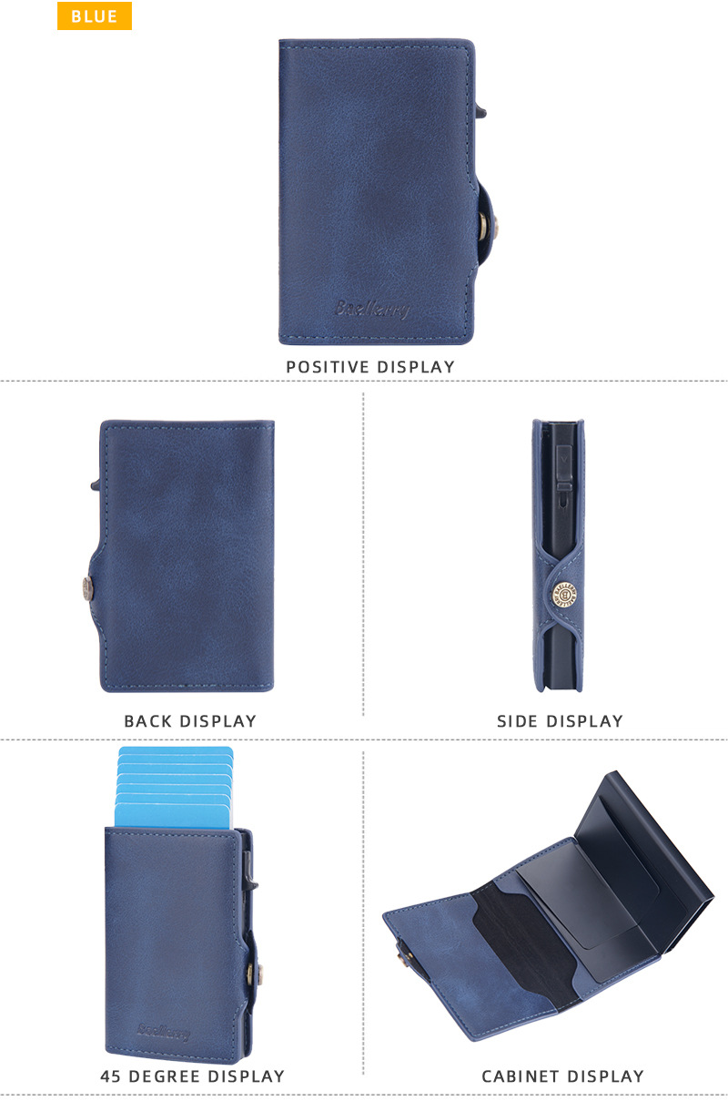 Baellerry Card Holder Buckle Side Push Anti-magnetesch an Anti-Déifst Card Holder Rfid Short Automatic Card Holder_voghion.com