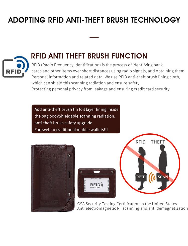 Portafoglio da viaggio sottile e leggero con protezione RFID, portapassaporto di lusso con protezione antifurto, più slot per carte e pelle PU resistente all'acqua_voghion.com