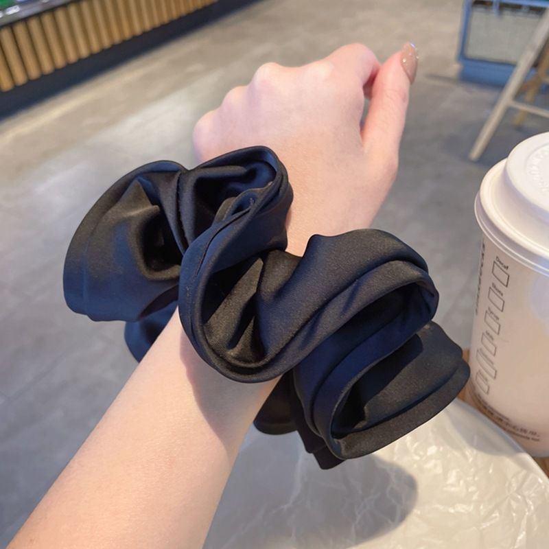 Elastico per capelli in raso nero per intestino crasso, fascia per capelli famosa su Internet nel 2025, fascia per capelli con elastico per coda di cavallo da donna, accessorio per capelli con fascia a forma di fiore_voghion.com