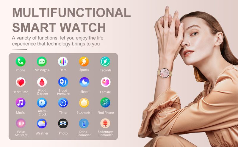 Smart Watch Women (Answer/Make Call), Fiess Tracker For Android And IOS Phones Waterproof Smartwatch With 1.32" HD Full_voghion.com