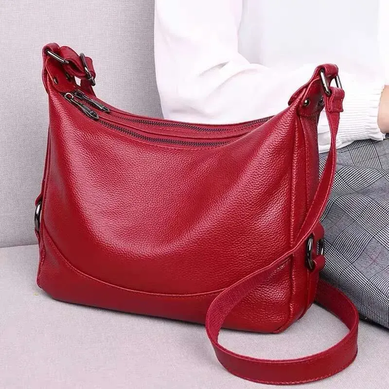 Designer 2025 Mode Frauen Rindsleder Handtasche Crossbody Schultertaschen Trend Neue Reißverschluss Solide Colorhigh Qualität Echtes_voghion.com