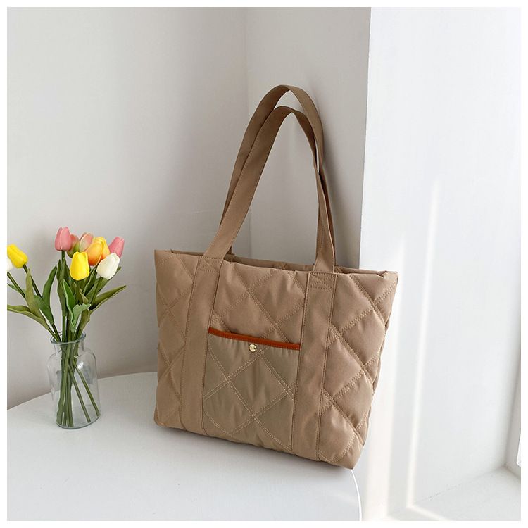 Borsa a tracolla da donna Chao Fashion, borsa a tracolla imbottita in cotone, semplice borsa tote di grande capacità_voghion.com