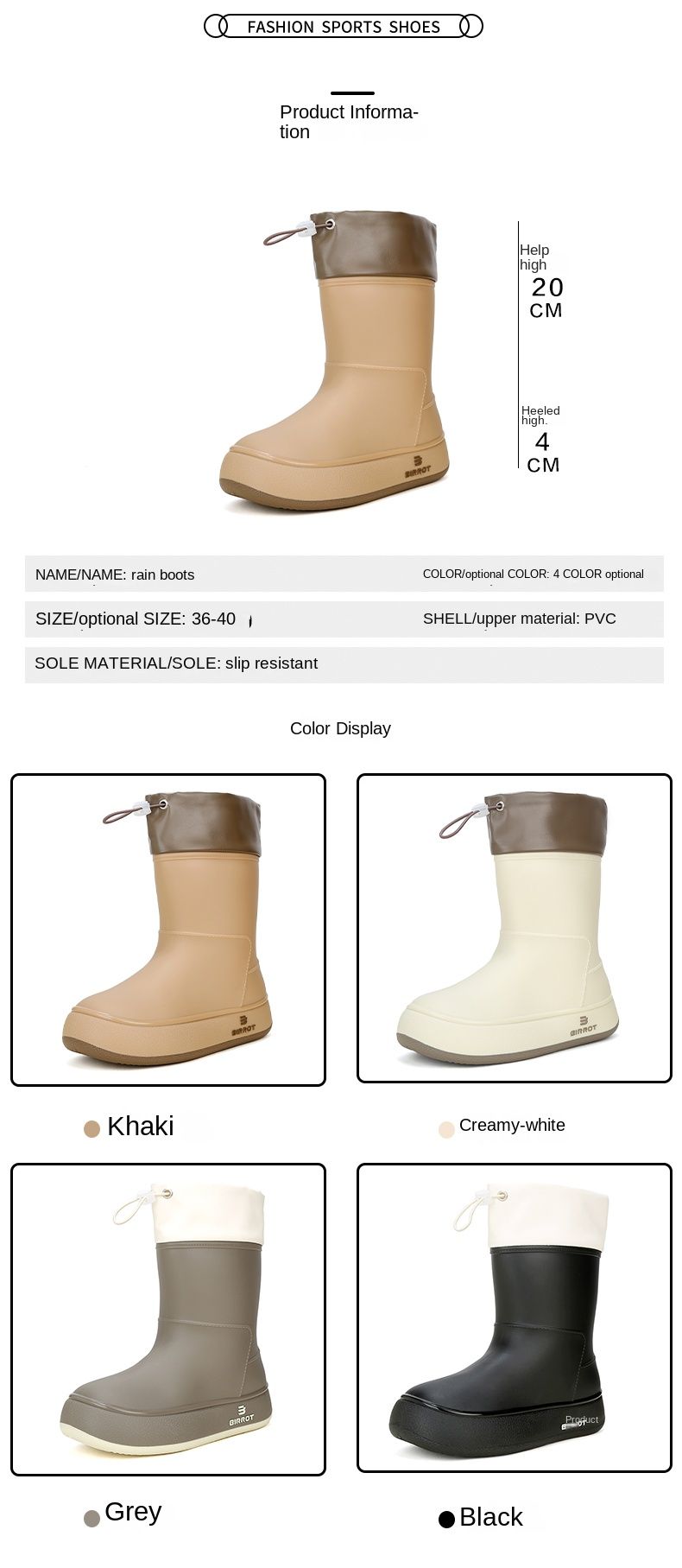 Scarpe antipioggia con coulisse da donna, alla moda e casual, taglie 36-41_voghion.com