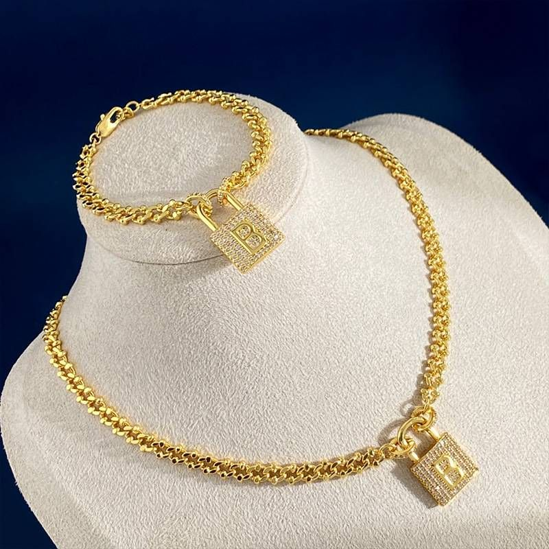 Designer-Diamant-Schloss-B-Butaben-Anhänger-Halsketten-Armband Damen, Modeschmuck, Party-Hochzeitsaccessoires, Bestes_voghion.com