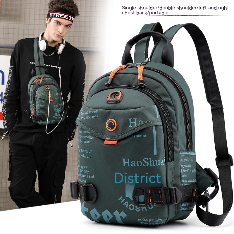New Versatile Casual Outdoor Men's Chest Bag Multi Functional Fashion Backpack Waterproof Nylon Cloth Single Shoulder Crossbody Bag_voghion.com