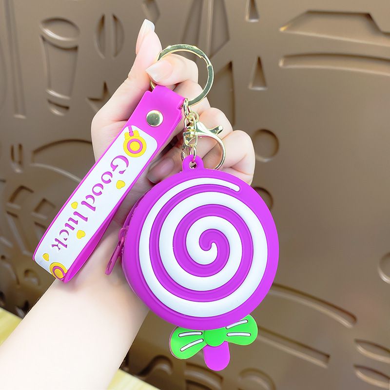 Mini chaveiro de silicone com pingente de rosquinha colorida, chaveiro de pirulito de desenho animado, decoração de mochila_voghion.com