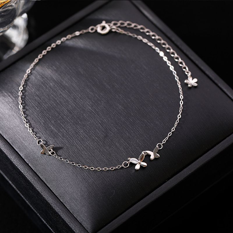 Cavigliera a farfalla placcata in argento per donna estate 2022 nuova tendenza semplice gioielli per piedi in stile freddo accessori di nicchia_voghion.com