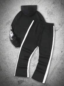 Men's Loose-Fit Jogger Pants With Side Stripes, High Waist Straight-Leg Sweatpants, Breathable Cotton Blend Casual Lounge Pants For Spring_voghion.com