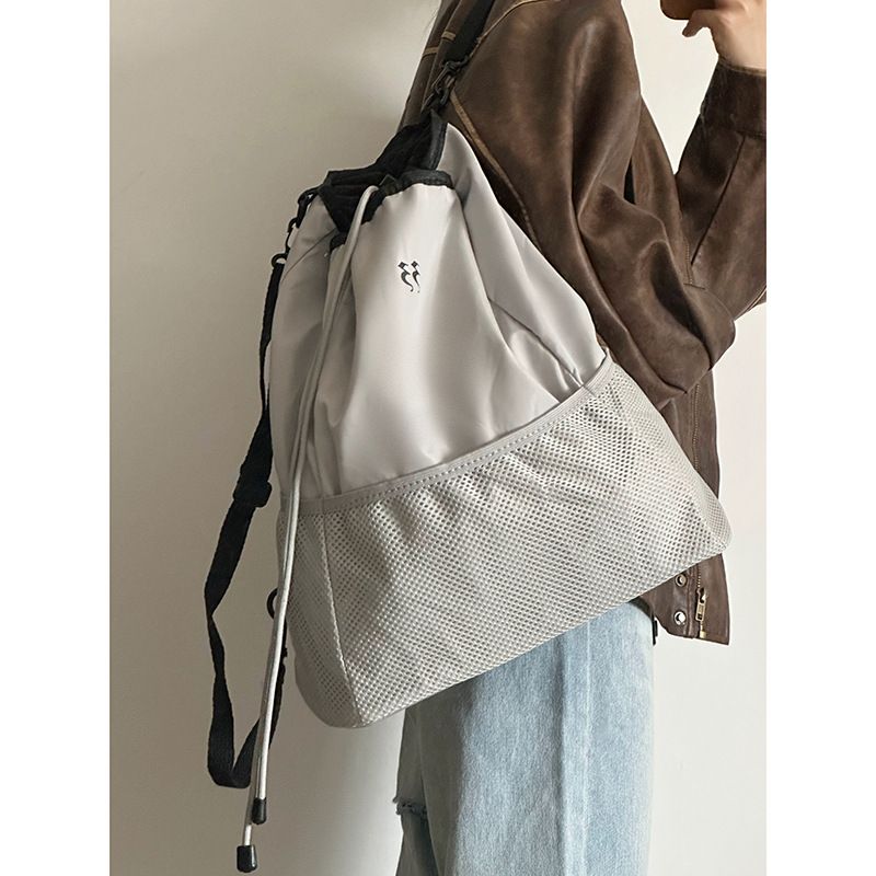 2025 New 3D Offset Printed Space Gray Nylon Capacity Women's Bag Niche Trend Mesh Backpacks_voghion.com