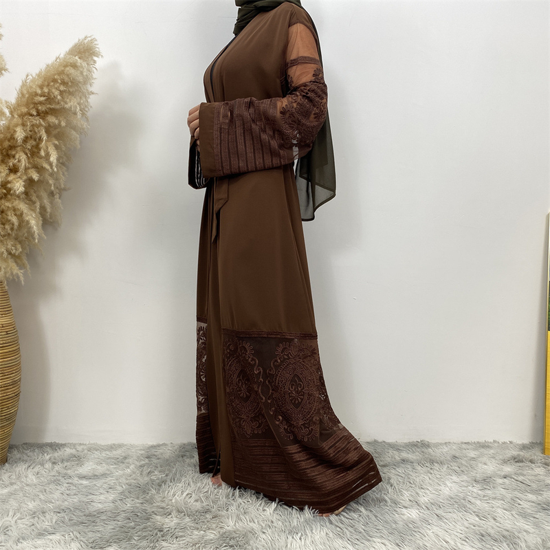 Damenmode-Cardigan-Stickerei-Gaze-Robenkleid_voghion.com