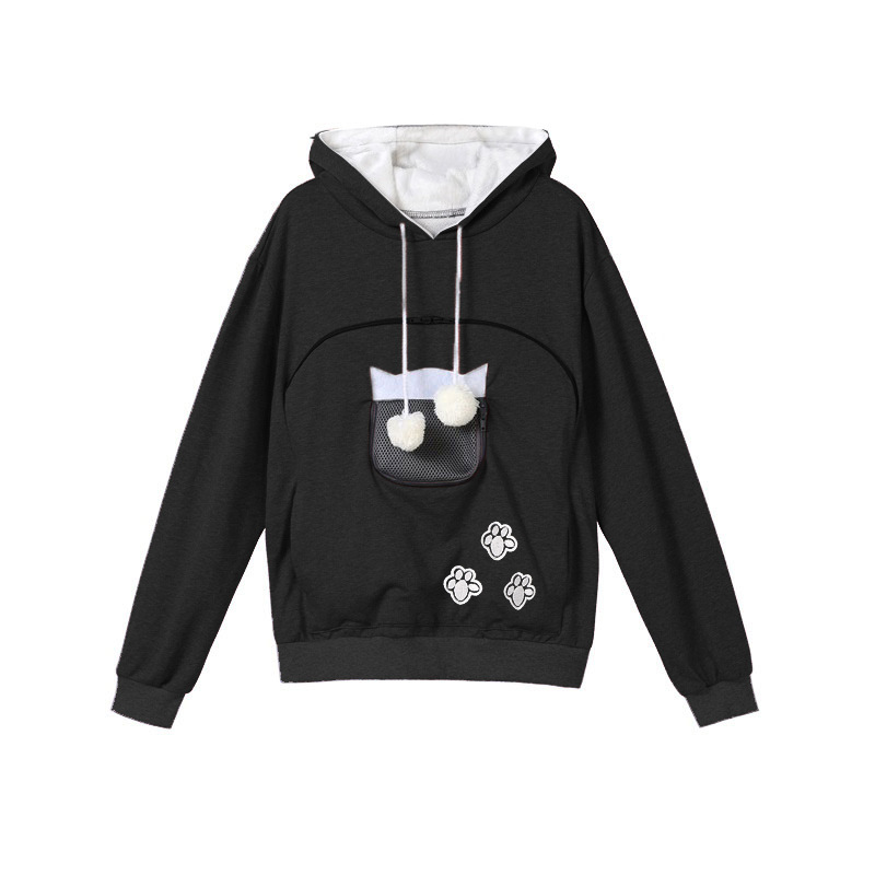 Women's zipper cat dog kangaroo hoodie fashion print pocket hoodie_voghion.com