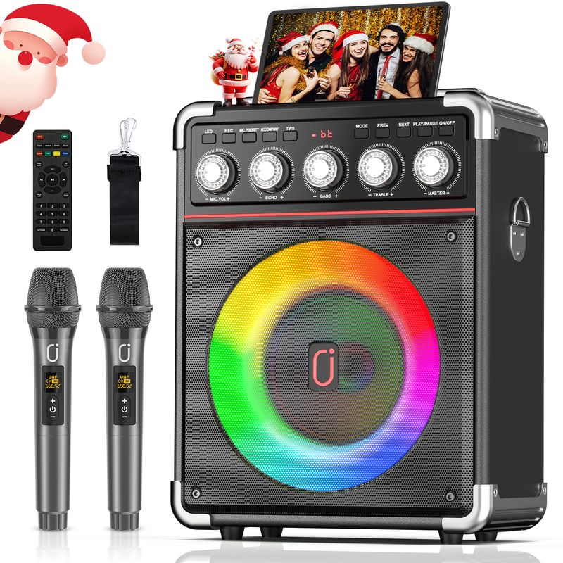 FanFun Portable Hine For Adults Kids, Bluetooth Karaoke Speaker With Bass/Treble Adjustment, Supports REC/USB/AUX_voghion.com