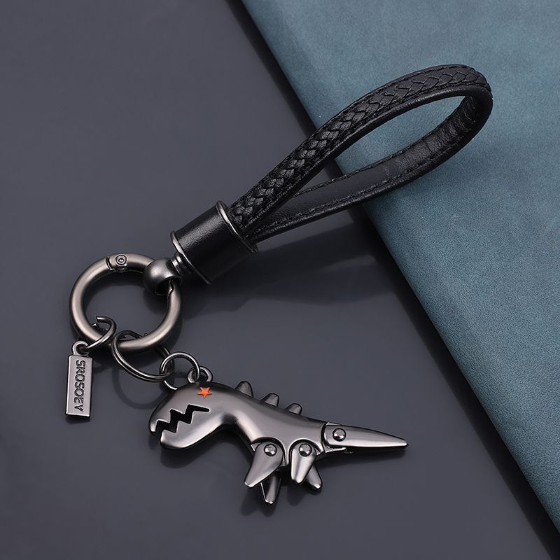 Llavero de cuero de vaca con diseño de dinosaurio de una celebridad de Internet, bonito llavero de coche con dibujos animados, regalo creativo para mujer._voghion.com