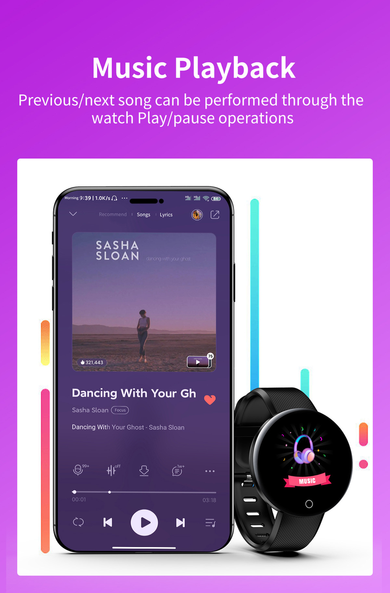 D18s Smartwatch Colore 1.44 Schermo Rotondo Frequenza Cardiaca, Pressione Sanguigna, Monitoraggio del Sonno, Movimento del Passo D18 Braccialetto Intelligente_voghion.com