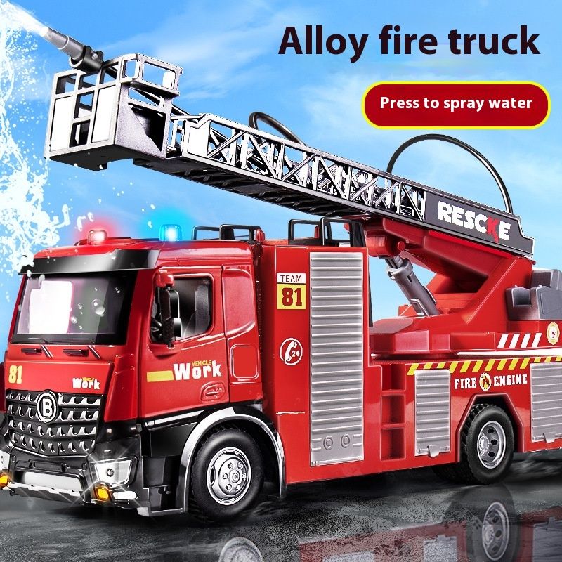 Laste suur tuletõrjeauto mänguasja poiss sulamist tuletõrjuja sprinklerauto, redel-päästeauto_voghion.com