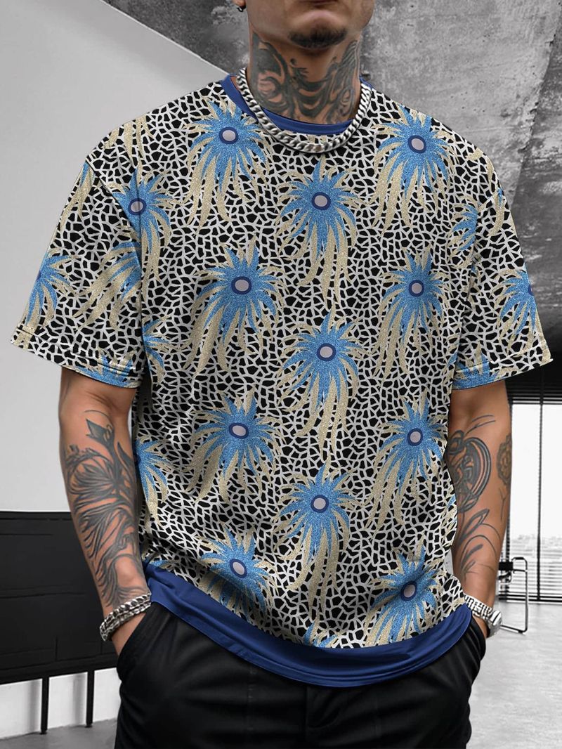 Summer New Men's Floral Plants, Comfortable And Trendy Temperament, Breathable Short Sleeves_voghion.com