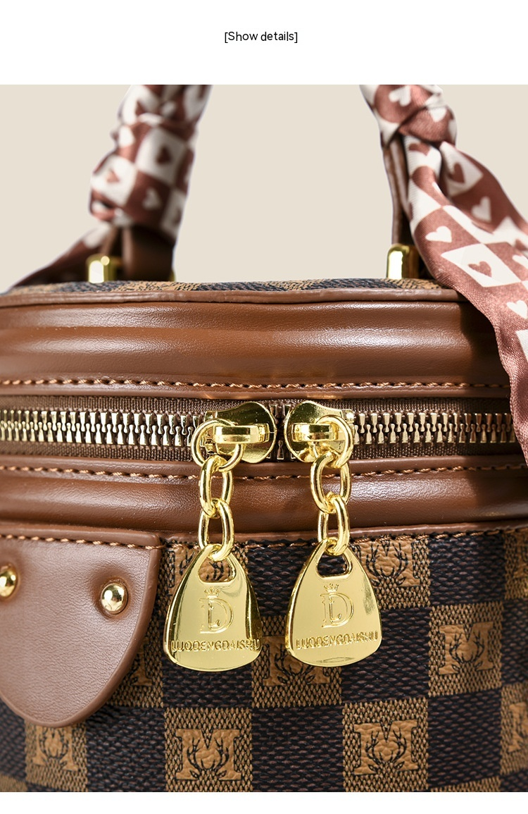 Stile casual alla moda e versatile Nuova stampa popolare Borsa a secchiello rotonda Borsa a spalla singola Borsa da donna Mini borsa a tracolla_voghion.com