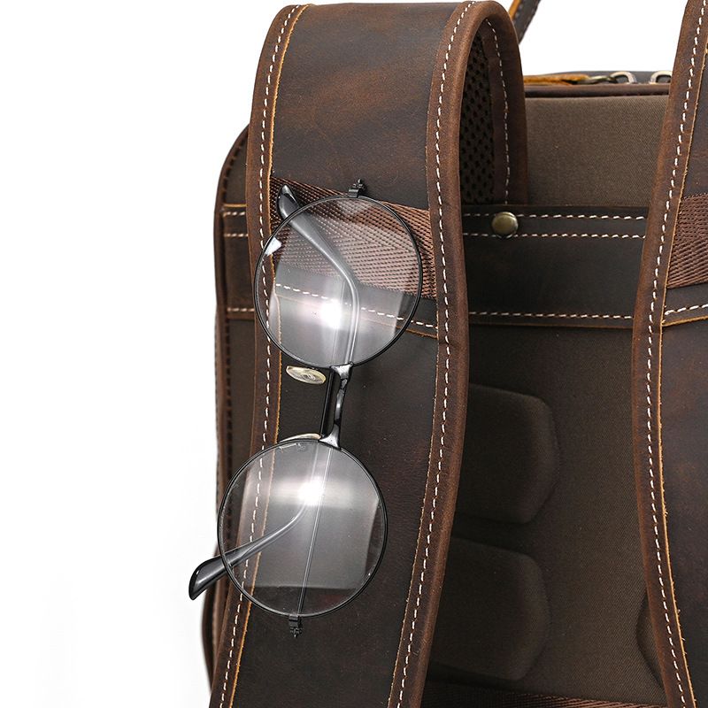 Top Layer Rindsleder Herren Crazy Horse Business-Rucksack mit großer Kapazität 16 Zoll lässige Reisetasche aus echtem Leder_voghion.com